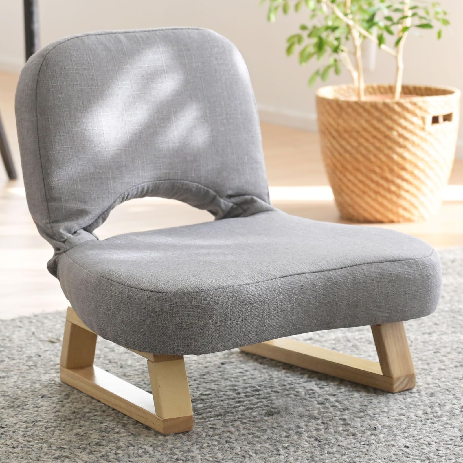 山善(YAMAZEN) 座椅子 コンパクト 座敷用椅子 あぐら座椅子 折りたたみ【完成品】 幅46×奥行47×高さ44cm グレー AGR-45E(AGY)ｍａ