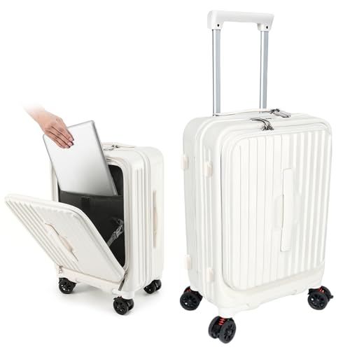 [J.K.T] スーツケース フロントオープン 前開き キャリーケース 機内持ち込み 軽量 Sサイズ 【1:9と3:7の2WAY開き方 黄金比の収納】 両開きスーツケース 小型 パソコン専用収納付き 多機能 ストッパー付き 静音キャスター PC製 頑丈 Tｍａ