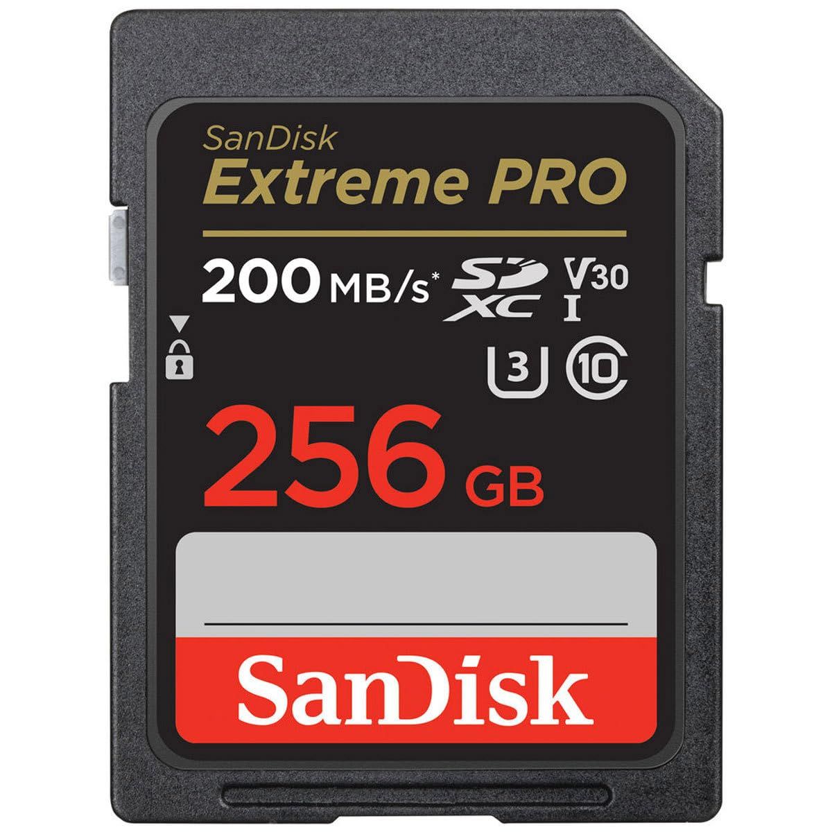 新品 SanDisk Extreme PRO 256GB クラス3/UHS-I (U3) V30 SDXC。