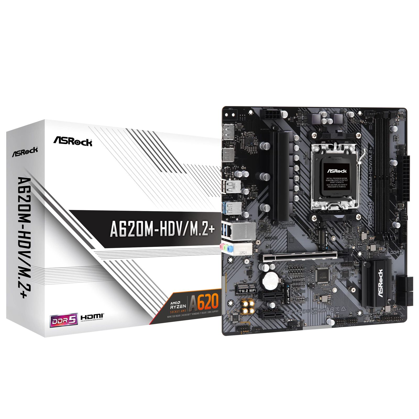 新品 ASRock マザーボード A620M-HDV/M.2+ AMD Ryzen 7000 シリーズ CPU対応 (Soket AM5) A620 Micro ATX マザーボード 【国内正規代理店品】