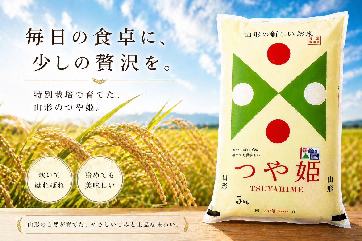 山形県鶴岡産　令和７年度産米　特別栽培米　つや姫１等米　精米２０㎏【5㎏×4】