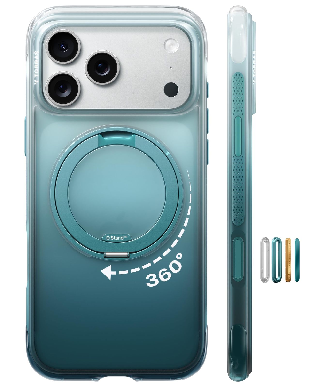 新着商品 TORRAS iPhone 17 Pro Max 用 ケース Ostand O3 Air【松葉のように深まるグリーン・エアバッグ保護】MagSafe対応 360°回転スタンド 縦横両対応 日常の記録・動画視聴に便利 ワイヤレス充電対応 耐衝撃 マツバ