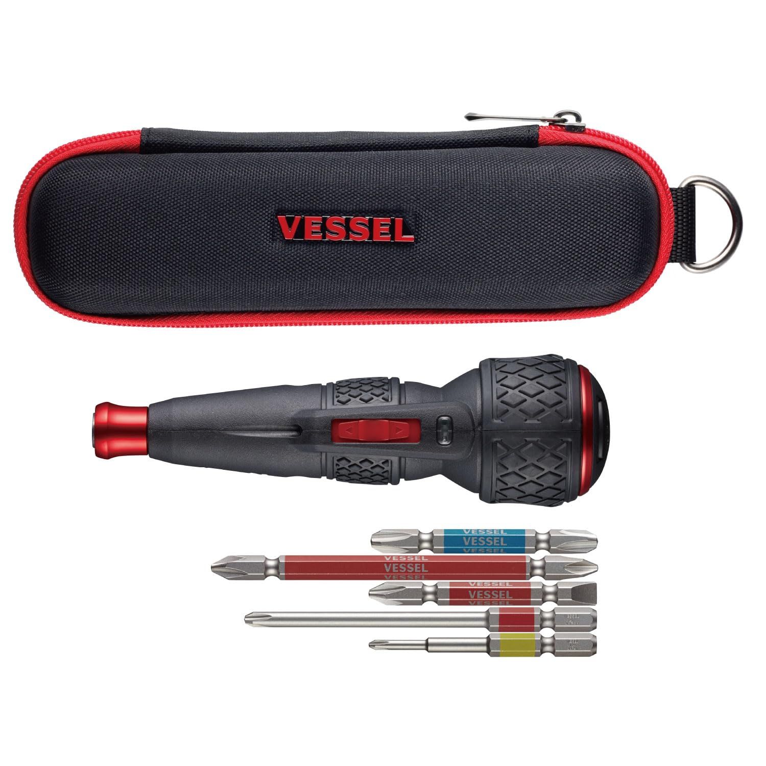 R◆ベッセル(VESSEL) 電動ボールグリップドライバー 〈本体のみ〉 電ドラボール? USBタイプCで充電 最大出力トルク3N・m 220USBC & 40V対応 剛彩ビット 両頭+2/-6×65・+2×110・+3×65・片頭+1×65 8be32f16