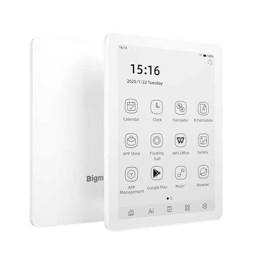 Bigme B6電子書籍リーダー、電子インクスクリーン電子書籍リーダー6インチ電子リーダーデジタル電子ペーパータブレット、4G+64 GB、アンドロイド14、ヘッドライトを調節できるアンドロイドEink電子書籍リーダー装置、オーディオブック付き白ｍａ