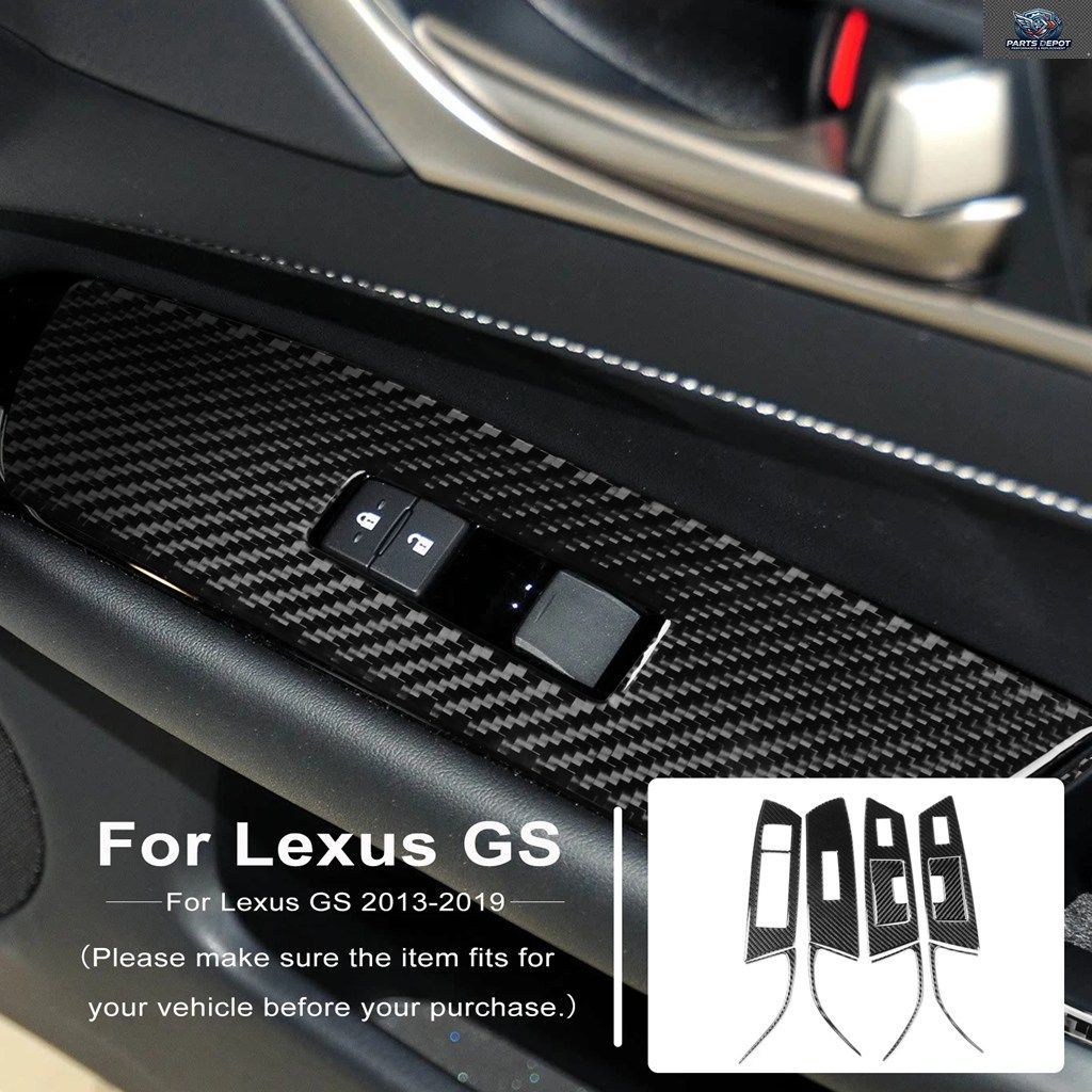 カーボンファイバー製ウィンドウコントロールパネルトリムカバー装飾フレームステッカー レクサスGS 2013-2019 車内