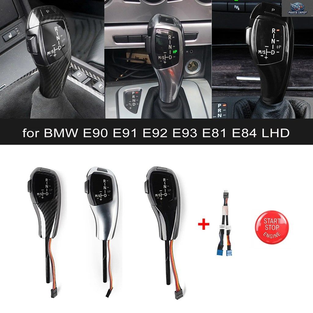 LEDシフトノブ サムタイプ シフターレバーヘッド レトロキット ワンクリックスタートボタン付き BMW E90 E91 E92 E93 E81 E84 左ハンドル車
