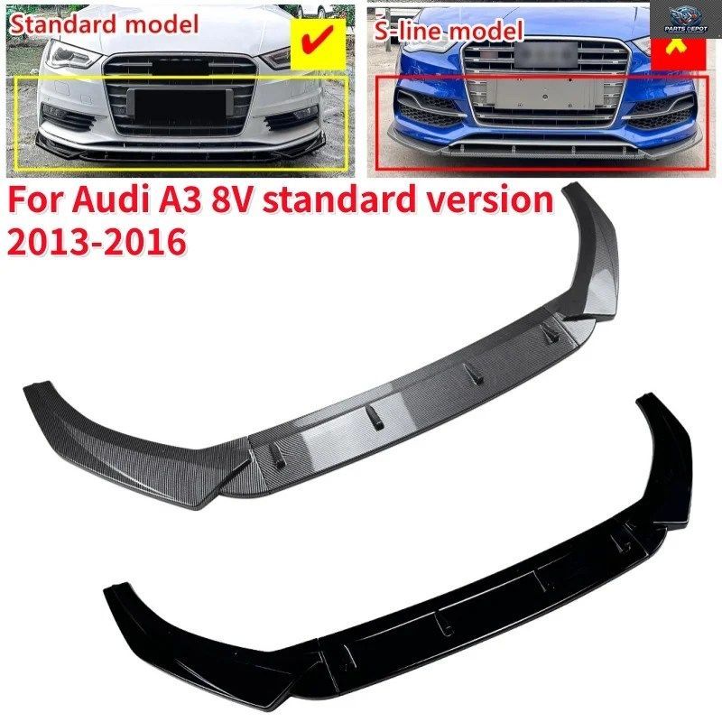 フロントバンパースプリッターリップ アウディ A3 8V スタンダード 2013-2016 カー スポイラー ディフューザー ロアバンパーガード