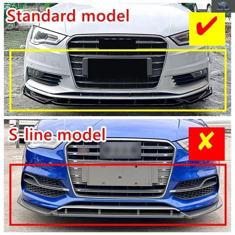 フロントバンパースプリッターリップ アウディ A3 8V スタンダード 2013-2016 カー スポイラー ディフューザー ロアバンパーガード