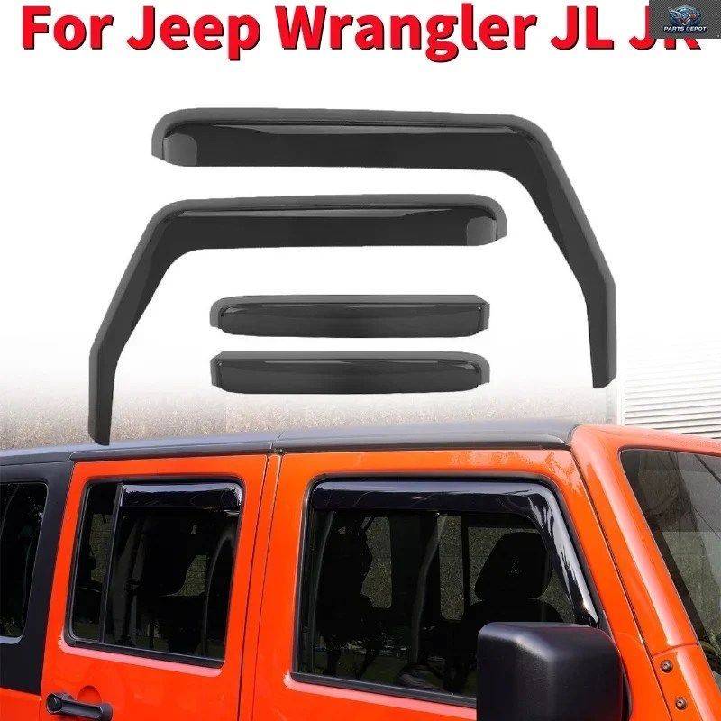 車のサイドウィンドウデフレクター、ベントバイザー、サンウィンドレインシールド、ジープ ラングラー JL アンリミテッド 18-20、JK 07-18