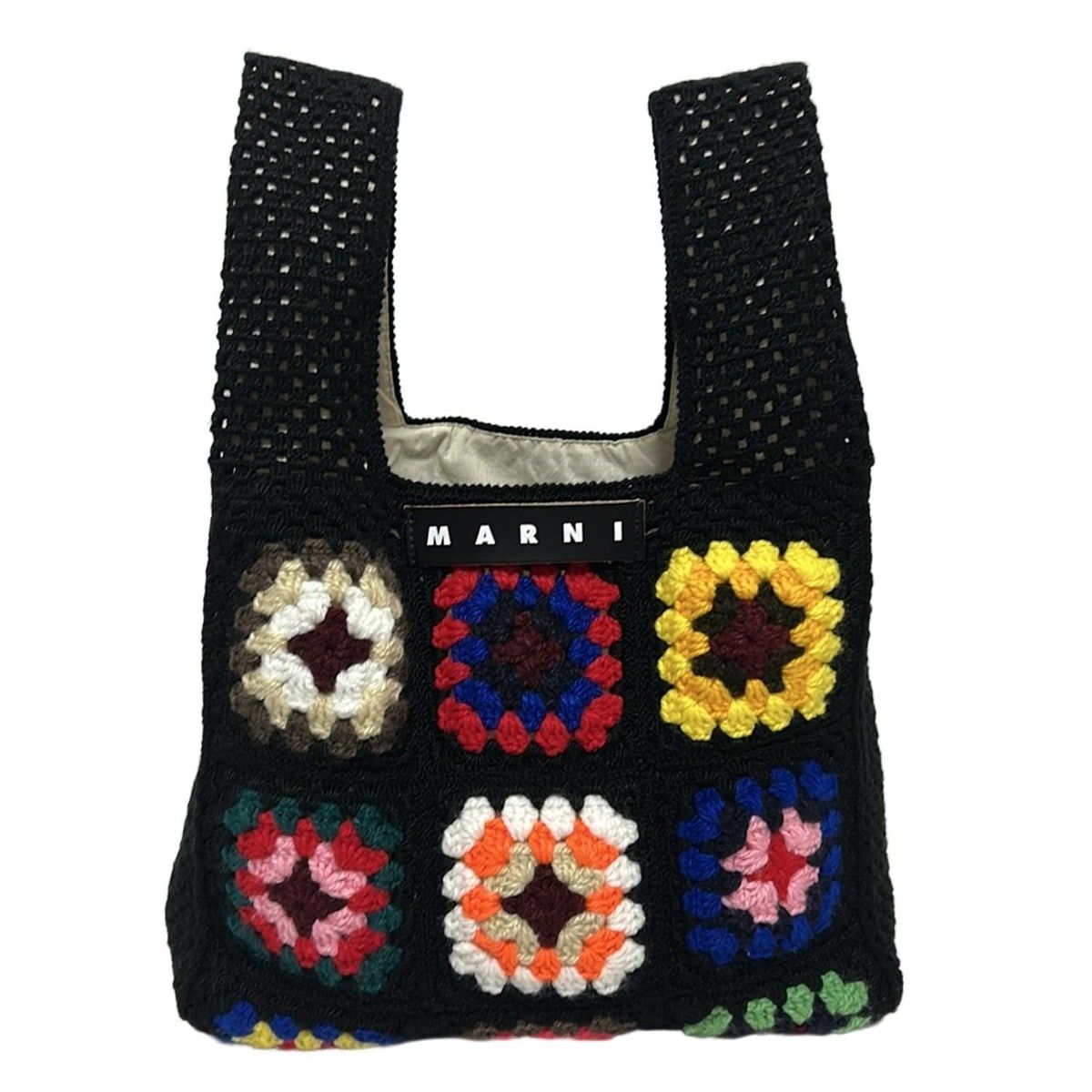 MARNI(マルニ) トートバッグ美品 - 黒×イエロー×マルチ ウール