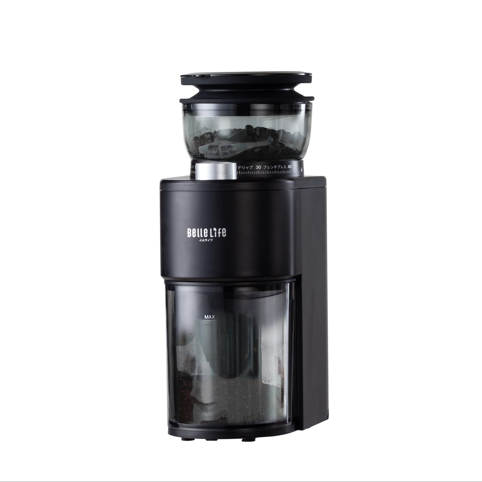 BelleLife コーヒーミル 電動 コーヒーグラインダー コーン式コーヒーグラインダー 極細~粗挽き 粒度40段階設定 コーヒー粉砕機 小型 珈琲ミル 取り外し可能 掃除ブラシ付 【静電気飛散防止+ステンレス臼刃】BLF-CG011★m 6034d12d
