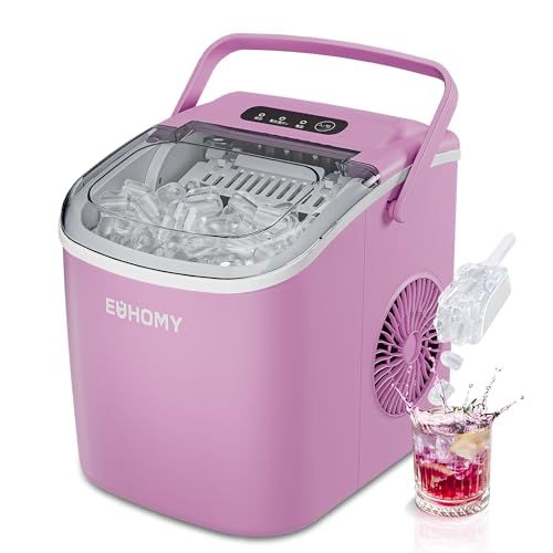 EUHOMY 製氷機 家庭用 【高速製氷 自動洗浄機能 】コンパクト ハンドル付き 日本語パネル 氷バスケット 小型 ミニ製氷機 大容量水タンク 透明窓 取り扱い簡単 軽量 6.2kg 静音 自動停止 ポータブル アイスメーカー ふたり暮らし d53dff86