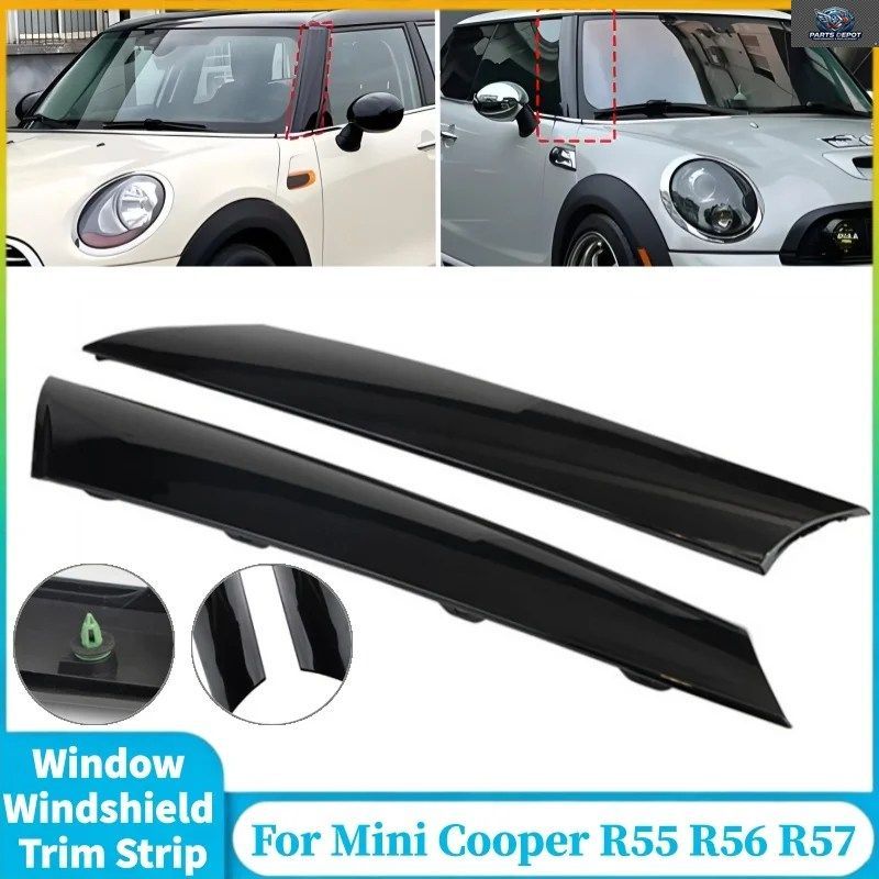 ミニクーパー R55 R56 R57 2007-2015 用 ABS製 フロント左右運転席側ウィンドウ/ウインドシールド Aピラートリムモールディング 1ペア