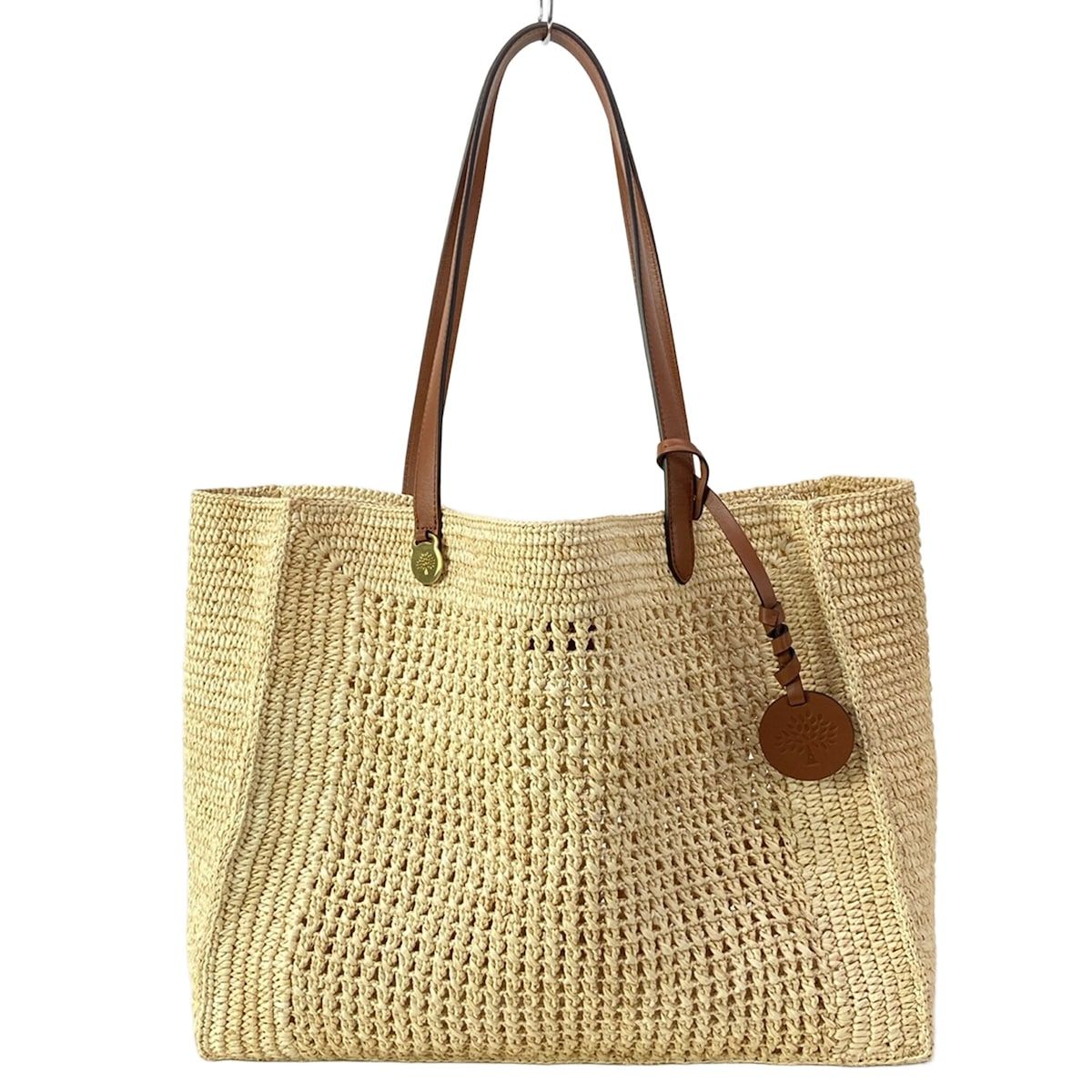 MULBERRY(マルベリー) トートバッグ美品 クロシェット トート アイボリー×ブラウン かご