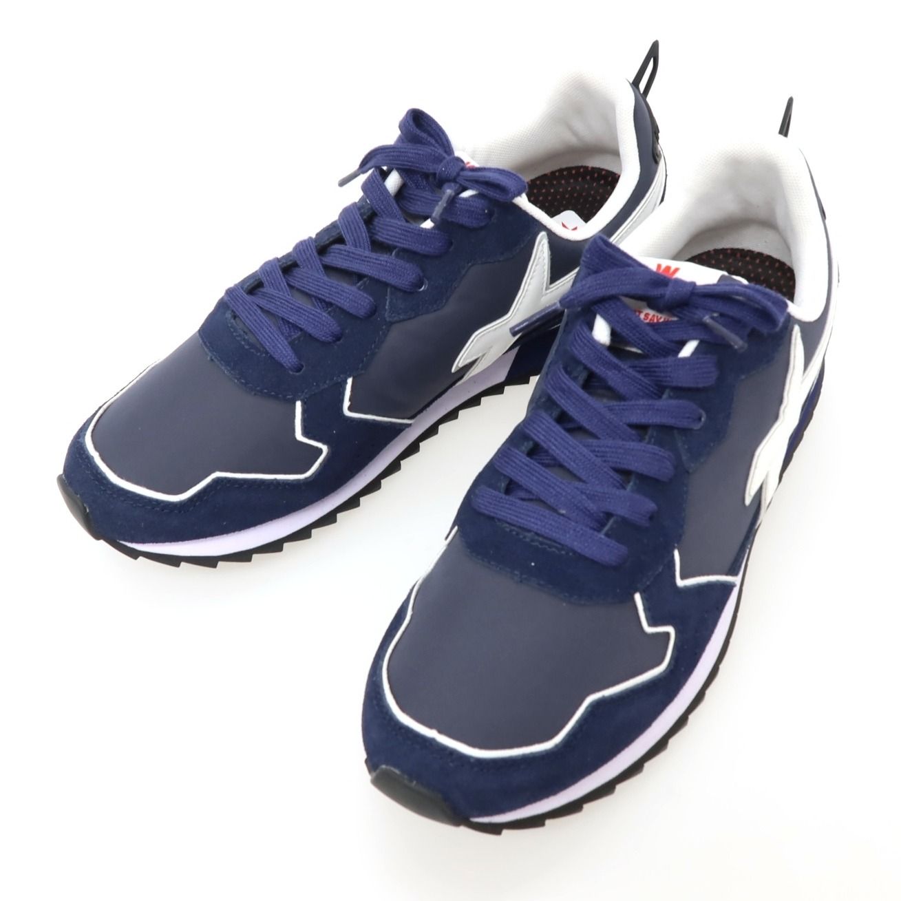 【新品】ウィズ（W6YZ） W6YZ JM240-1C49 ナイロン スエード スニーカー ネイビーxホワイト【サイズ42】【メンズ】