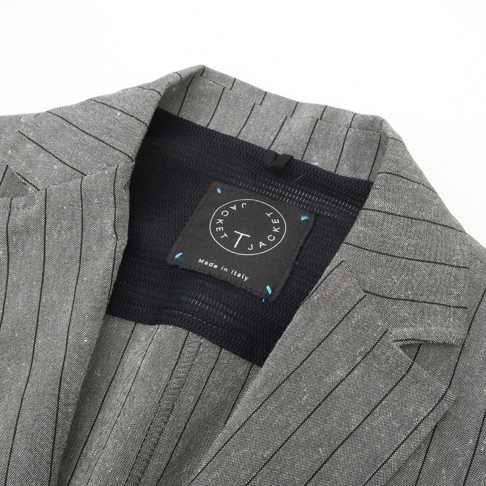 中古】ティージャケット T-JACKET リネンポリエステル ストライプ 2B