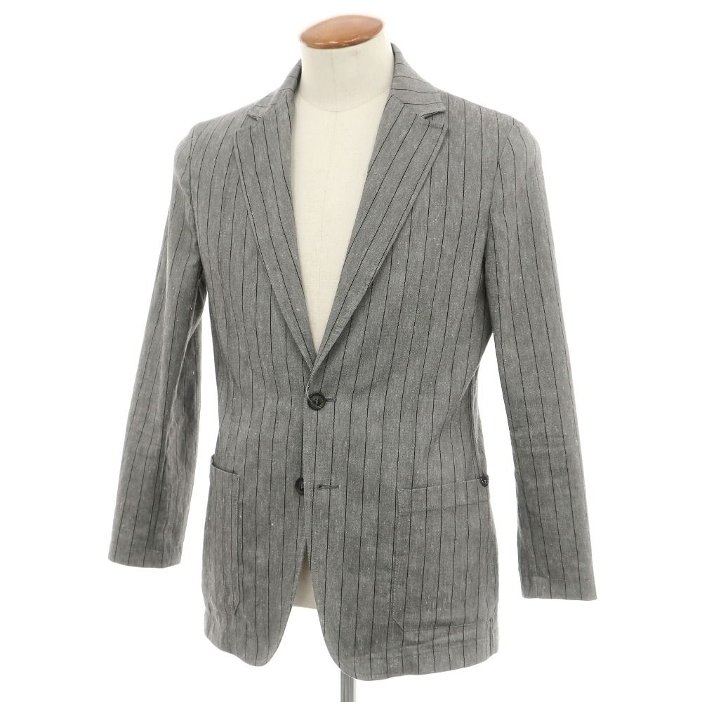 中古】ティージャケット T-JACKET リネンポリエステル ストライプ 2B