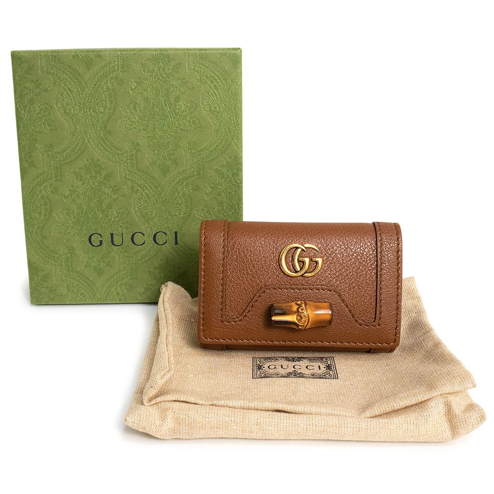 未使用品　箱付き　GUCCI グッチ　キーケース　GG柄　マーモント　ゴールド グッチ 658636 GGマーモント ダブルG バンブー レザー ブラウン 6連
