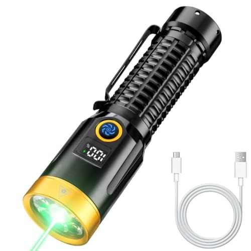 懐中電灯 超高輝度8000ルーメン 超遠距離照射2000m Type-C充電式/電池式 緑色光線インジケータ 強力ハンディライト 7モード調光 IPX67防水 コンパクト 防災 登山 夜釣り キャンプ 地震停電対策 クリスマスプレゼント*vj d5cad289