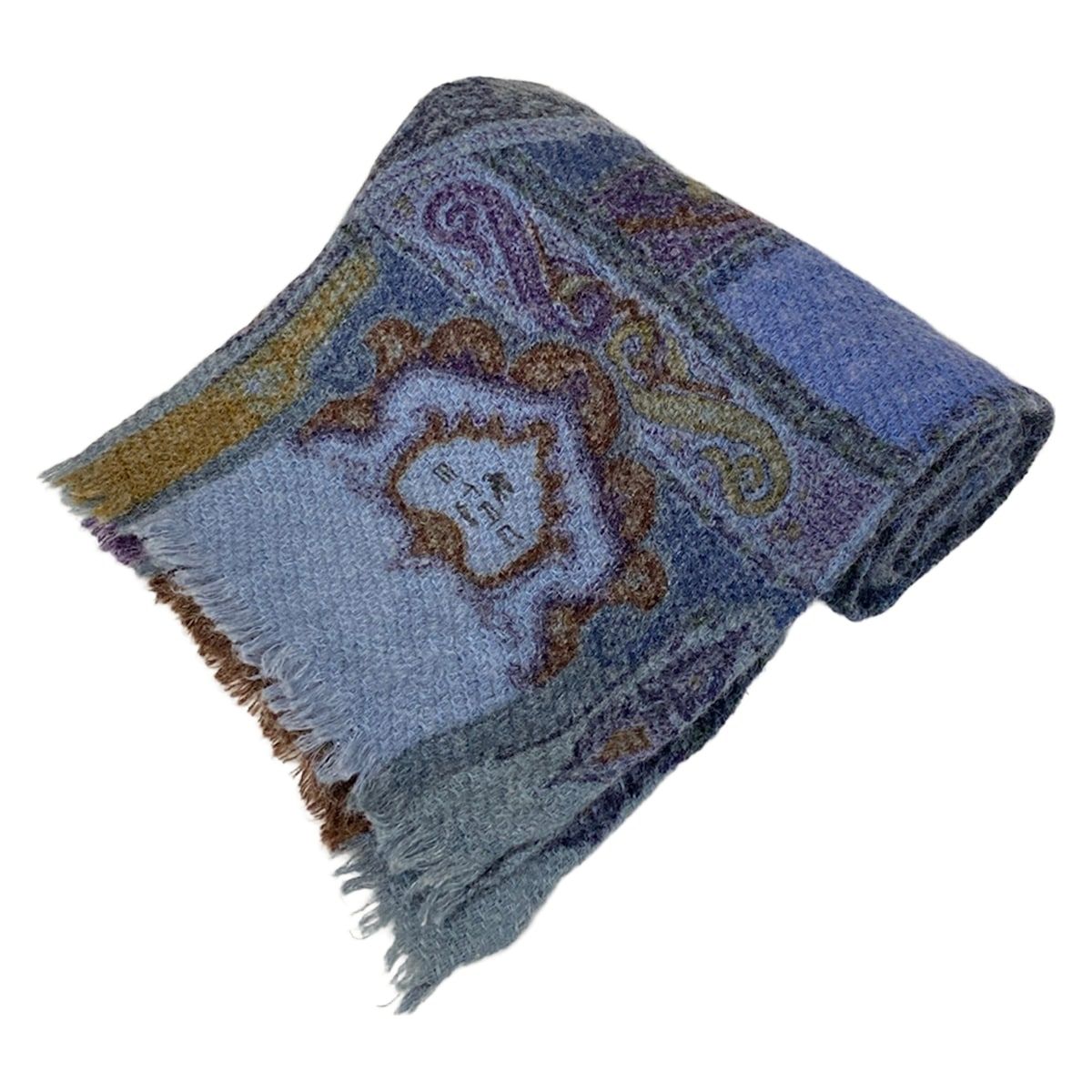 ETRO(エトロ) ストール(ショール) ブルー×パープル×マルチ ウール、シルク