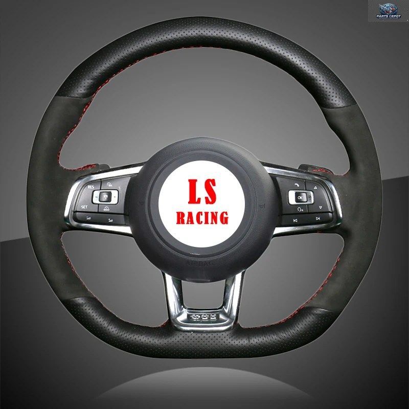 Custom Auto Braid On The Steering Wheel Cover for Volkswagen VW Golf 7 GTI Polo GTI Tiguan Allspace (R-Line) Car Braiding Covers
