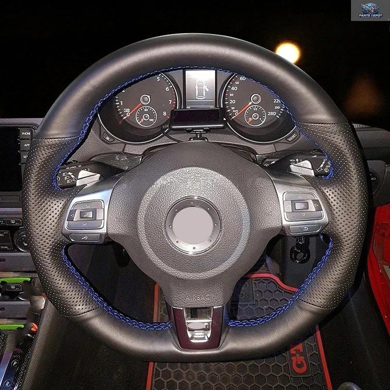 マイクロファイバーレザー製カーハンドルカバー フォルクスワーゲン ゴルフ6 GTI MK6 VW ポロ GTI シロッコ R パサート CC R-LINE 2010