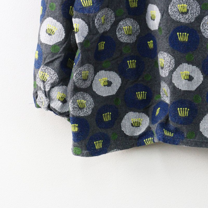 マーブルシュッド marble SUD EMB ツバキ 刺繍 パフスリーブブラウス