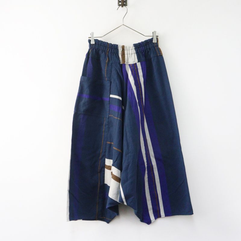 玉木新雌 タマキニイメ tamaki niime tarun pants long コットンタルンパンツ ロング ストライプ入ネイビー┃サルエル【2400015017990】