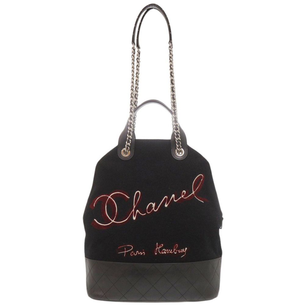 美品 シャネル エンブロイダリー 2WAY ウール/レザー ブラック 26番台 ショルダーバッグ 黒 0058 CHANEL
