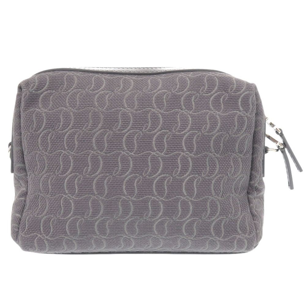 新品同様 クリスチャンルブタン ZIP N FLAP キャンバス レザー グレー