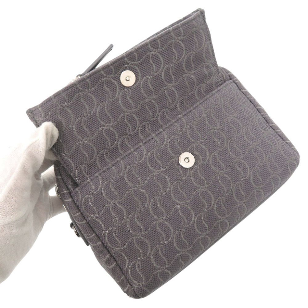 新品同様 クリスチャンルブタン ZIP N FLAP キャンバス レザー グレー
