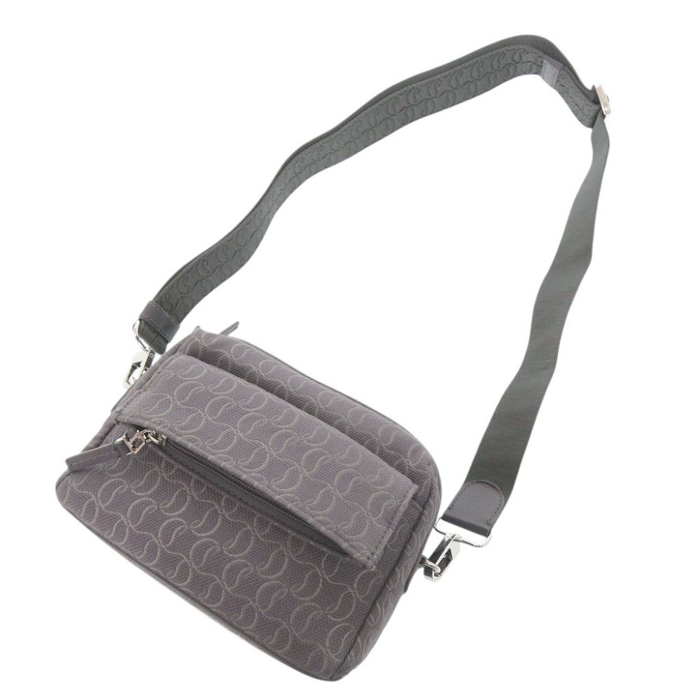 新品同様 クリスチャンルブタン ZIP N FLAP キャンバス レザー グレー