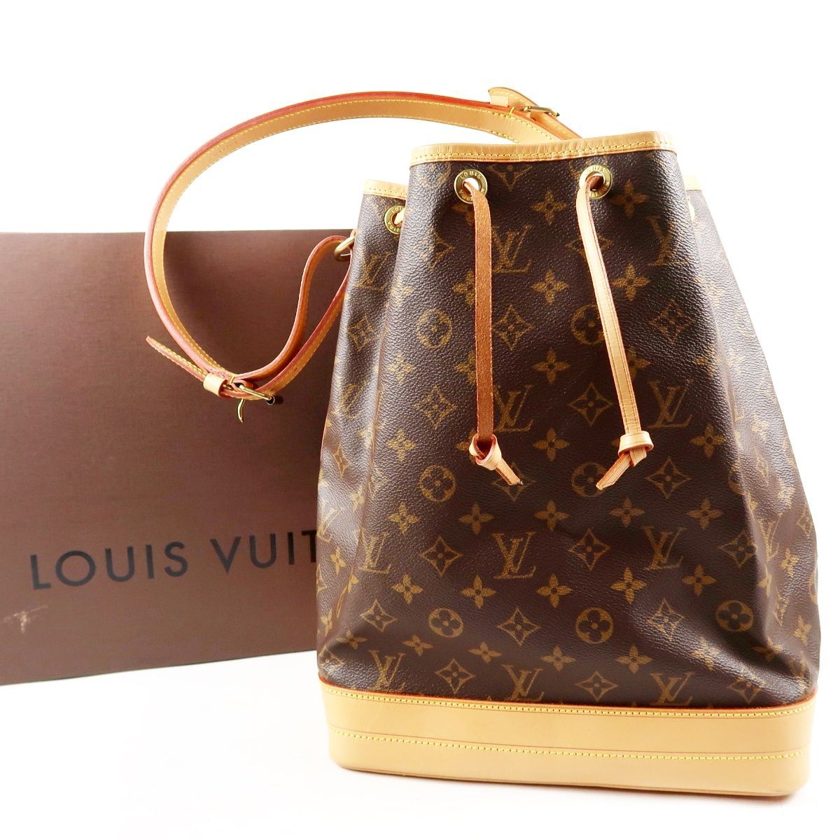 【超美品】LOUIS VUITTON ヴィトン モノグラム ノエ 巾着型 ショルダーバッグ ブラウン系 レディース 鞄 箱付き【UU86】