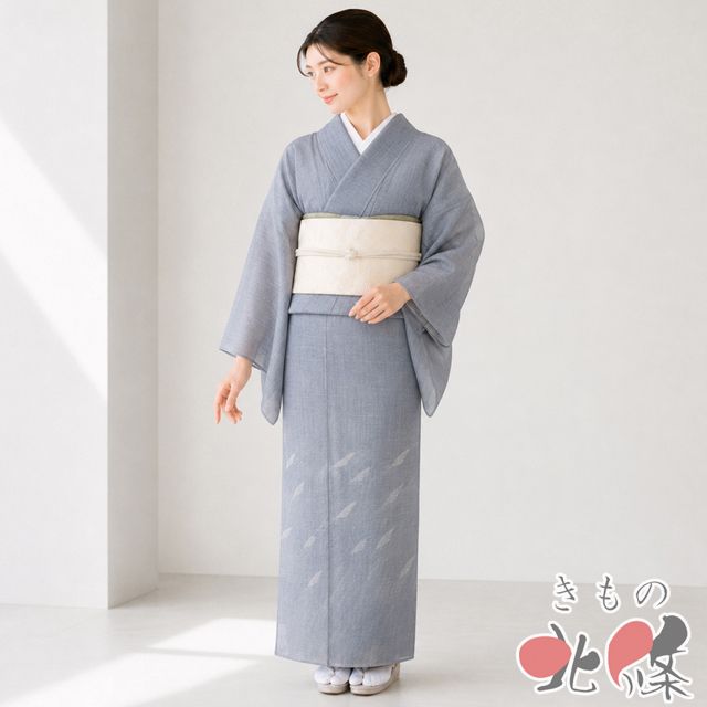 夏物 付け下げ 付下げ 訪問着 着物 中古 正絹 フォーマル 芝草 芒の図 暈し グレー系色 身丈157cm 裄65cm M きもの北條 A1380-15