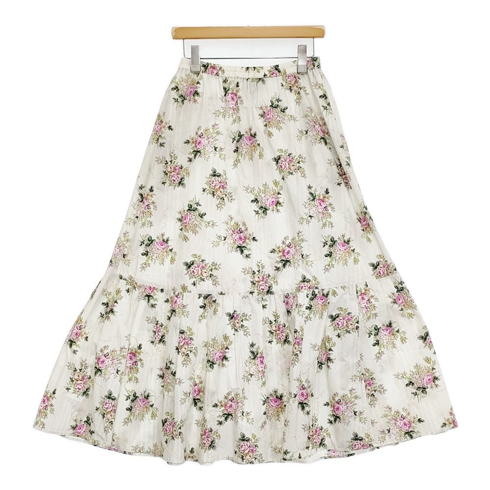 leur logette 新品 3ET DEMI別注 print gather skirt 花柄 定価53900円 ティアード ロングスカート オフホワイト レディース ルール ロジェット/ルル ロジェッタ【中古】6-0603M♪