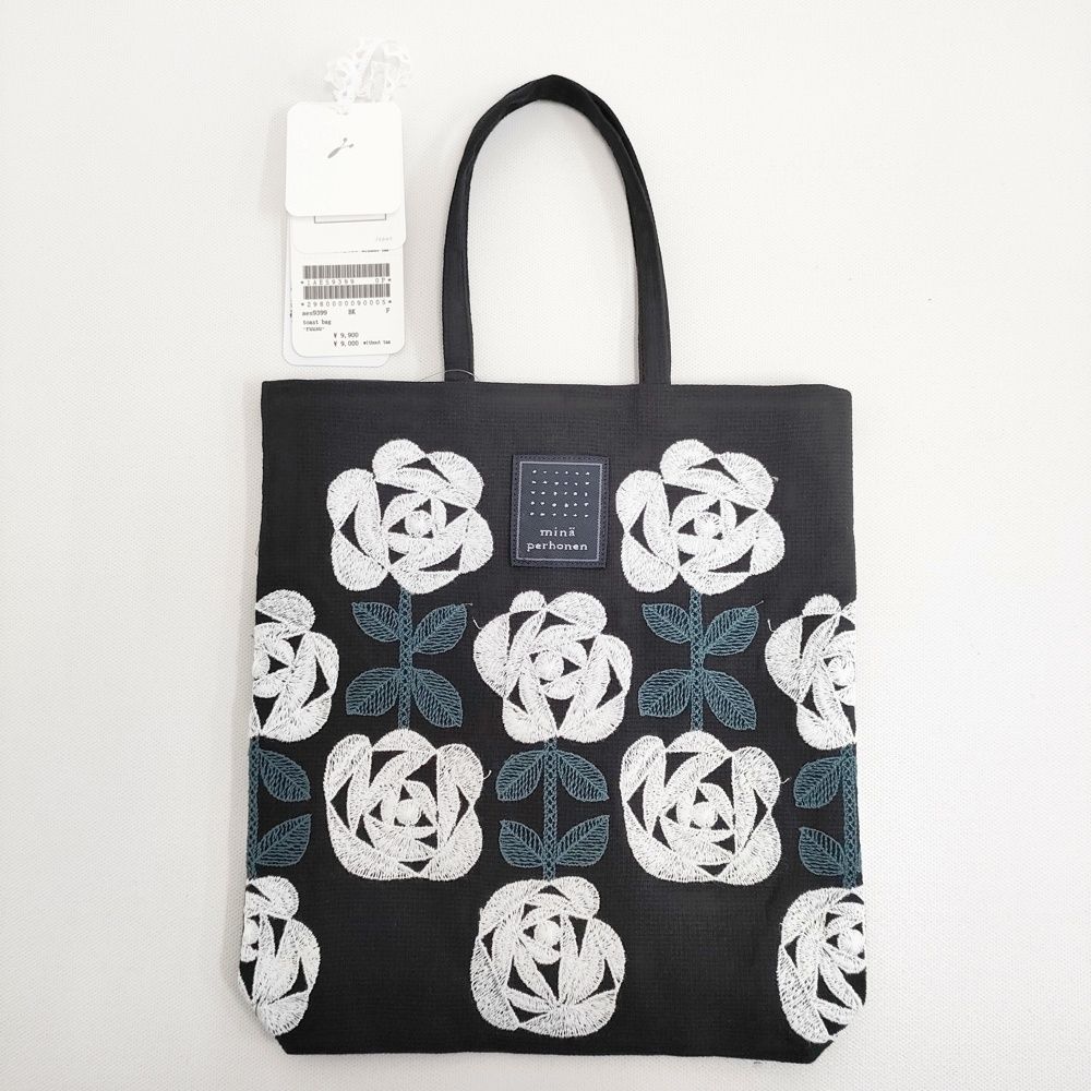 mina perhonen 新品 ruusu toast bag aes9399 トーストバッグ トートバッグ 26SS ブラック レディース ミナペルホネン【中古】6-0603G♪