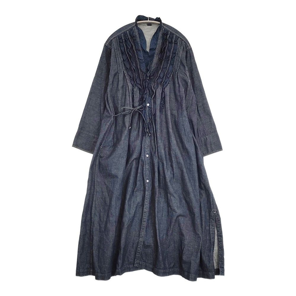 45R/45rpm 45プチデニムのフリルカシュクールドレス濃 定価57200円 ワンピース 24SS ネイビー レディース フォーティーファイブアールピーエム【中古】6-0603M♪