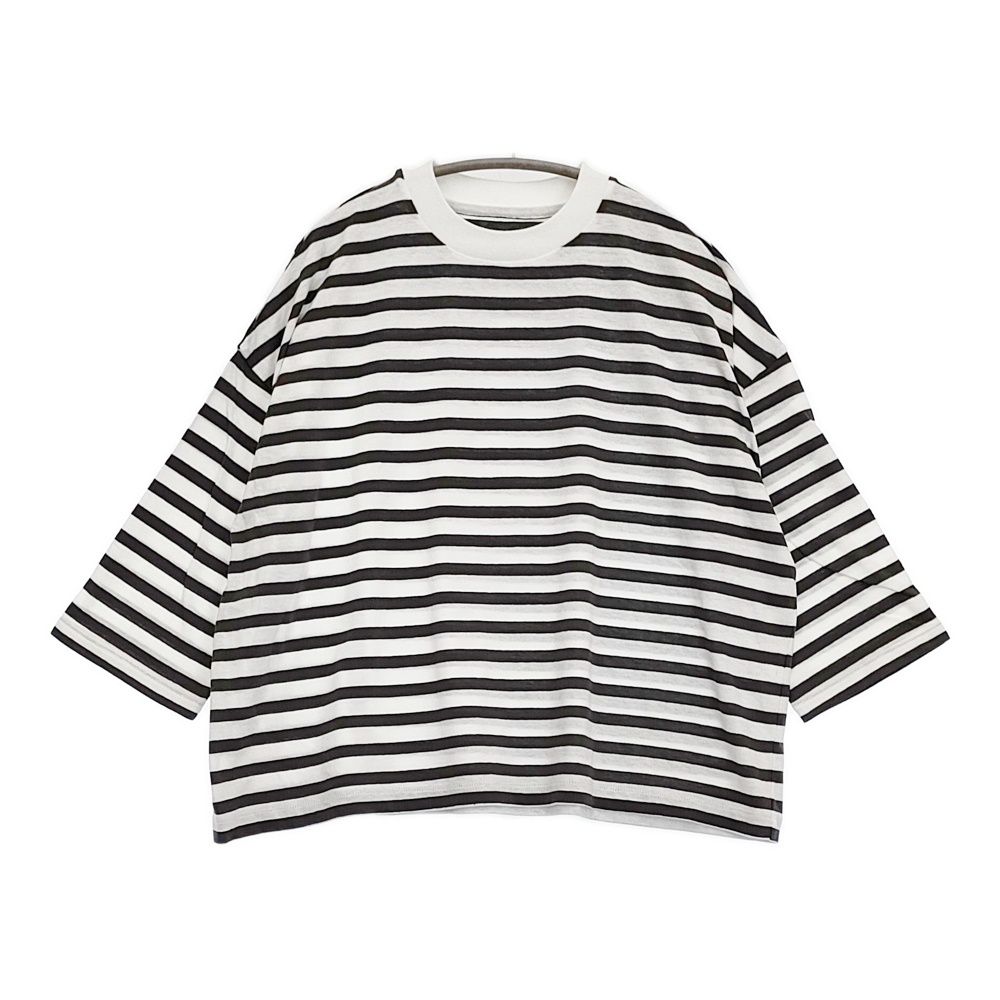 veritecoeur 1×1.5 ボーダーS/S コットンボーダーカットソー ドロップショルダー 定価13200円 Ｔシャツ カットソー 26SS グレー ホワイト レディース ヴェリテクール【中古】6-0603M♪
