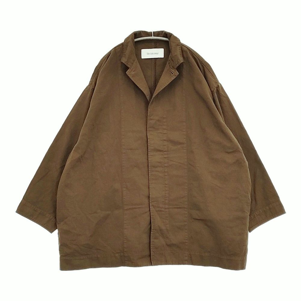 veritecoeur ショートコート コットンカツラギ ボックスシルエット 定価35200円 コート 26SS ブラウン レディース ヴェリテクール【中古】6-0603M♪