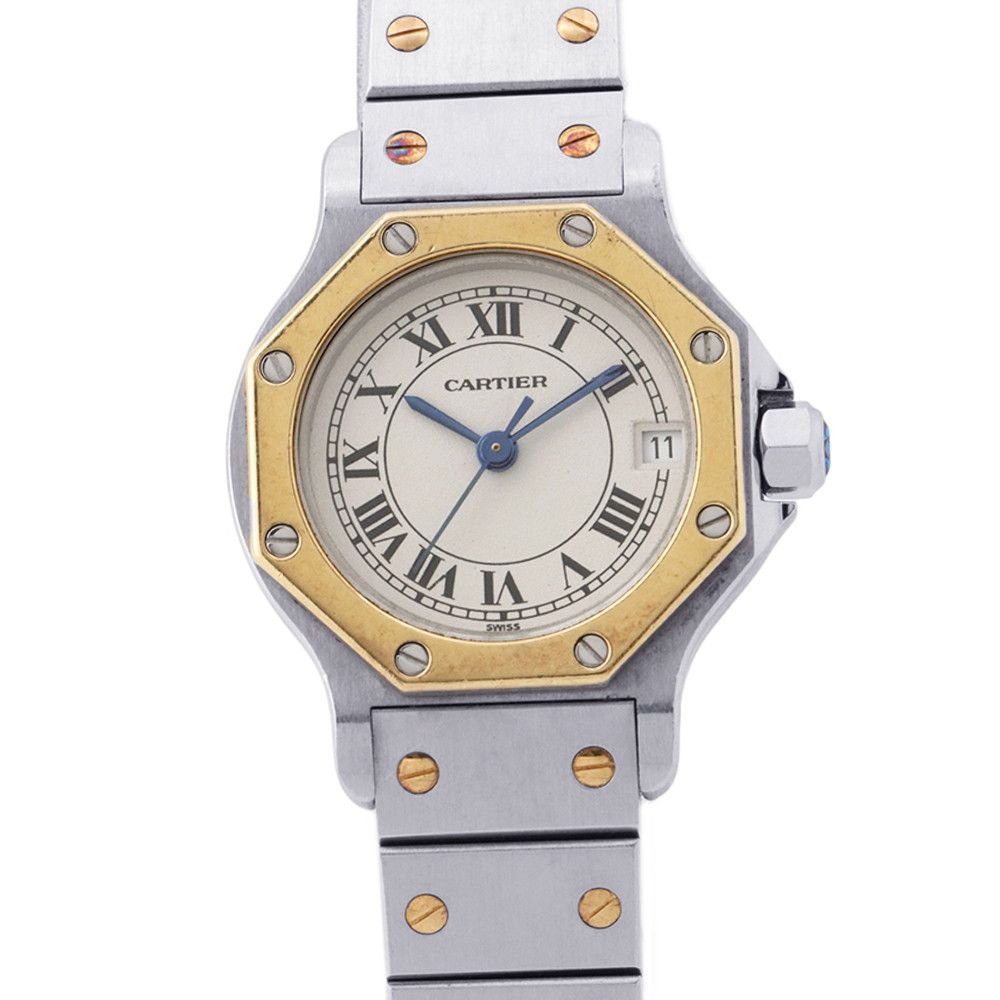 カルティエ サントスオクタゴン SM W2001683 Cartier 腕時計 アイボリー文字盤 クォーツ
