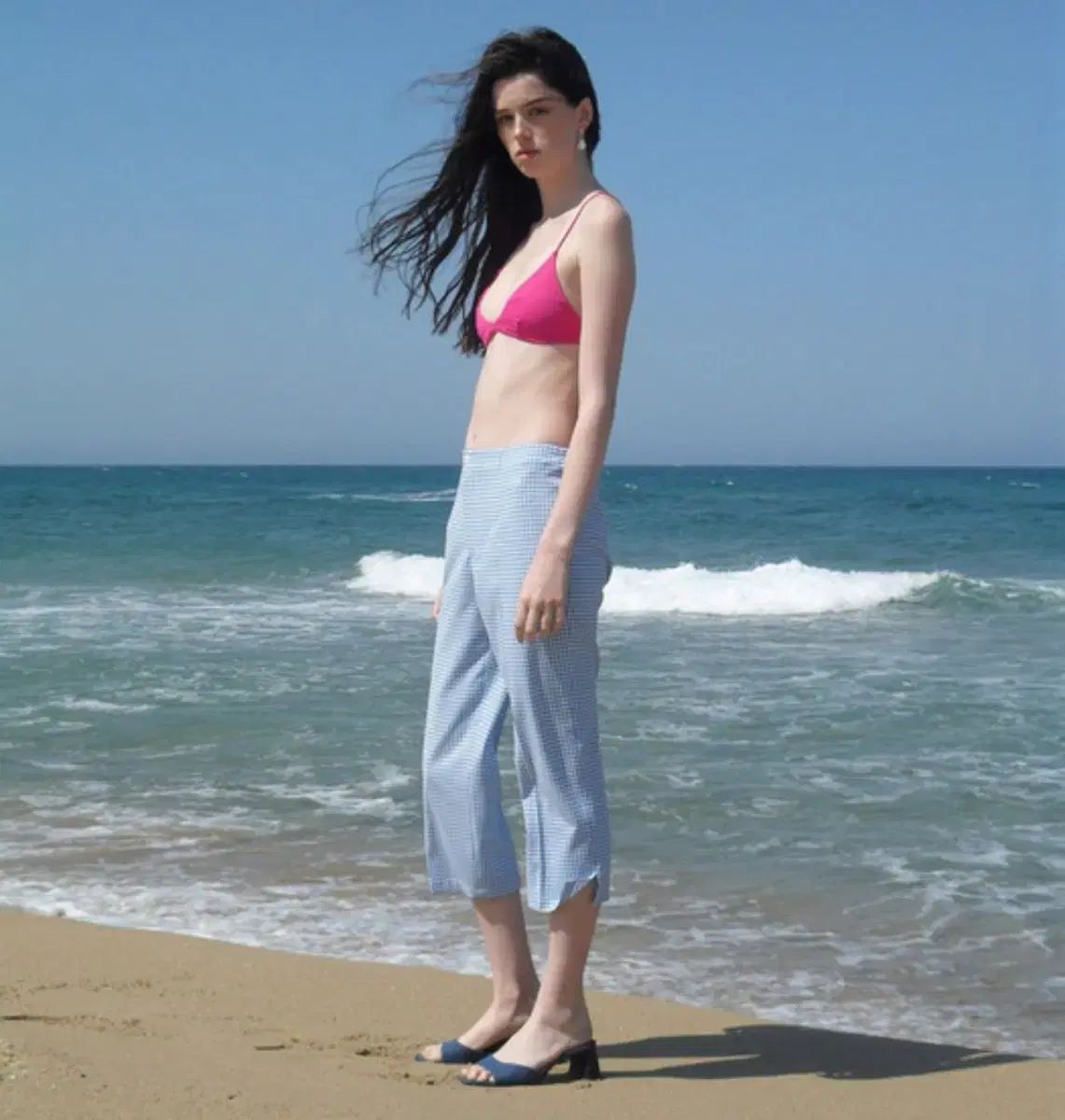 ポニーテール Retro Gingham Check Capri Pants