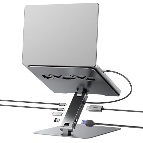R◆BENFEI ノートパソコンスタンド USB C 6in1 ドッキングステーション、HDMI 4K@60Hz、ギガビットイーサネット、100W 電源供給、10Gbps 1*USB C 3.2 および 2*USB A 3.2 MacBook 2d04038c