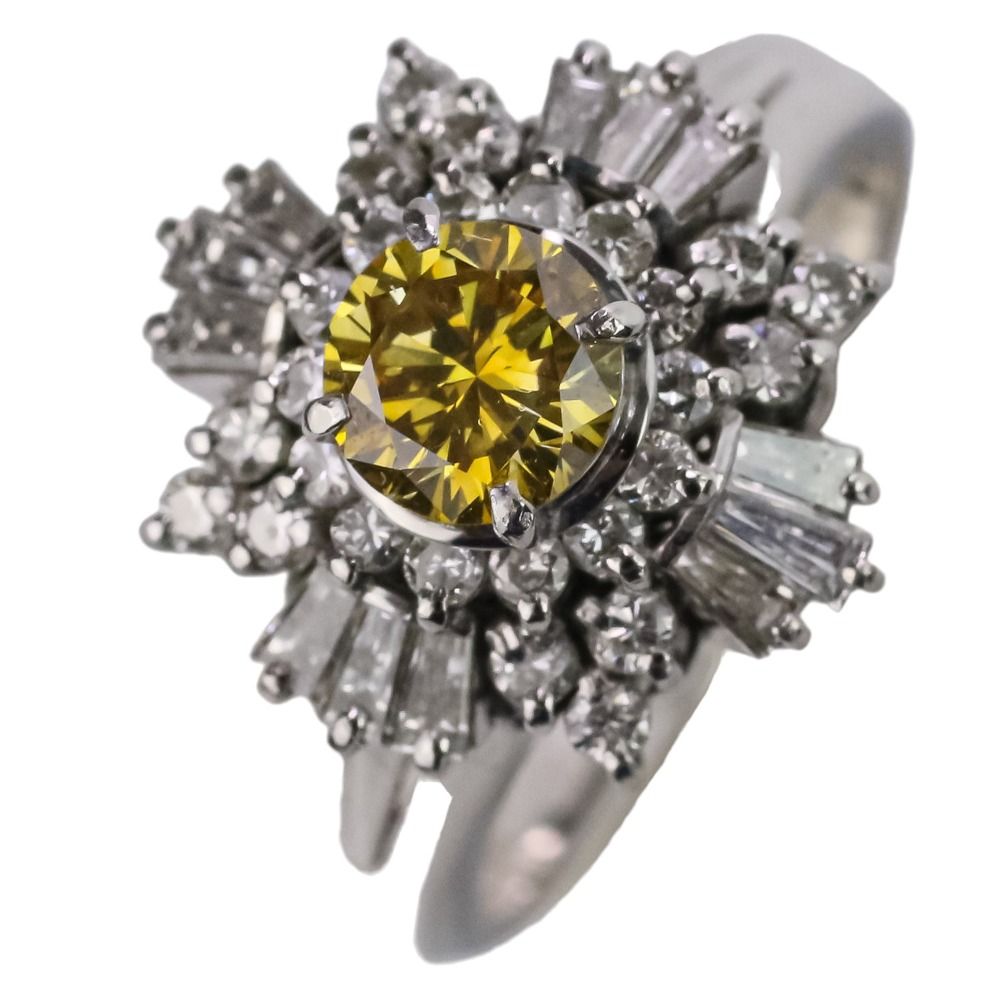 Good Condition No Brand Pt900 Fancy Color Diamond Ring Ring No. 13 Platinum Ladies Used Clothes Used Used