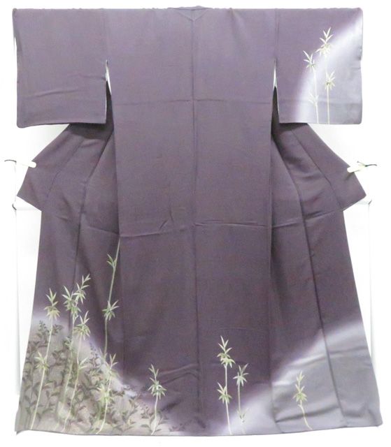 【京松】訪問着 金彩 竹笹 着物 正絹 身丈約172.5cm 裄丈約70cm kyo8z06-1195