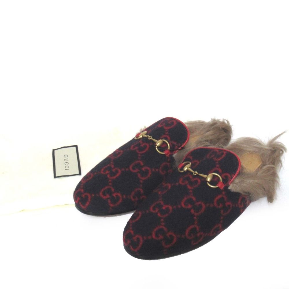 未使用 GUCCI グッチ GG柄 プリンスタウン ホースビット スリッパ