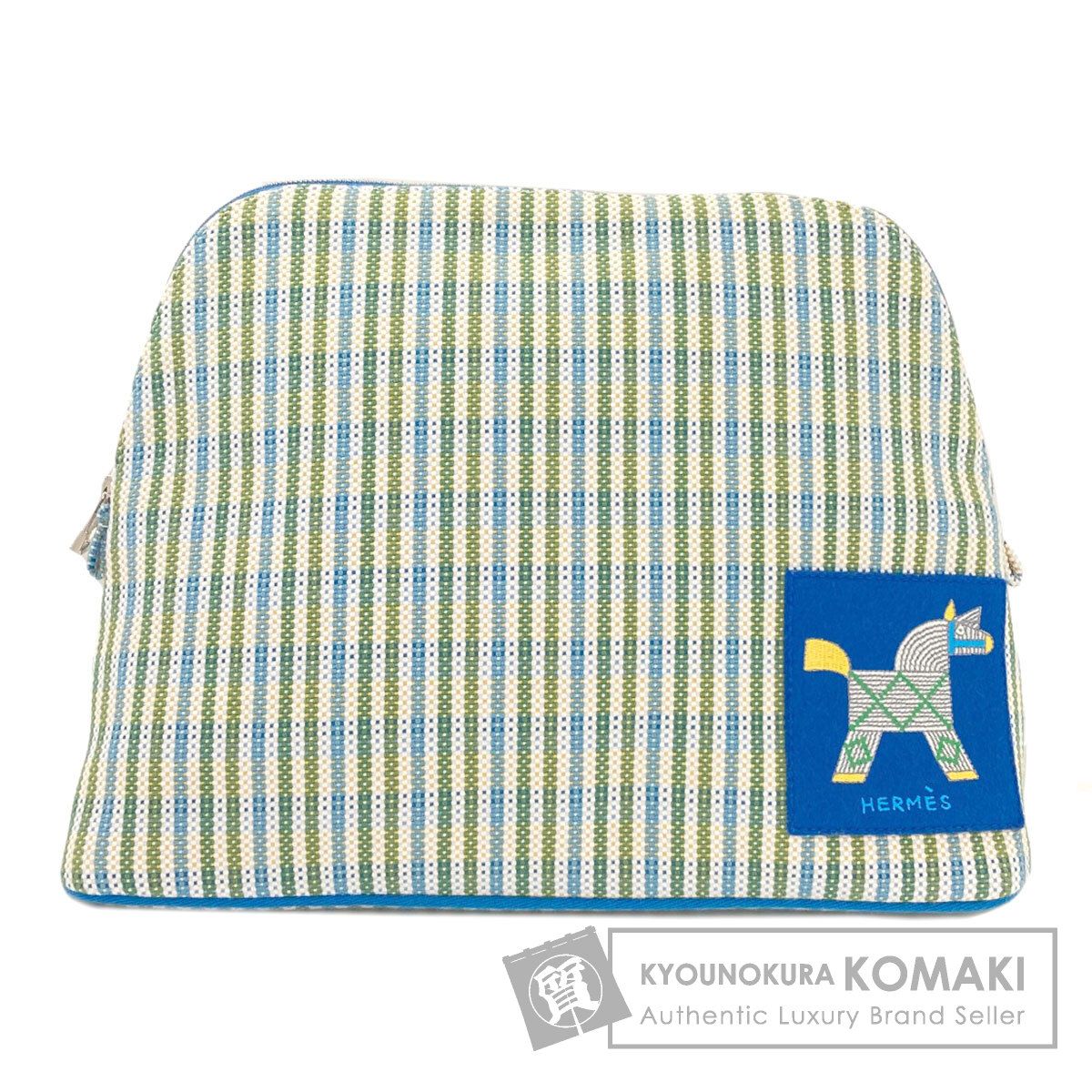 HERMES エルメス ボリードポーチ アニモ―・ナッテ・ファクティス 化粧ポーチ キャンバス レディース [中古]