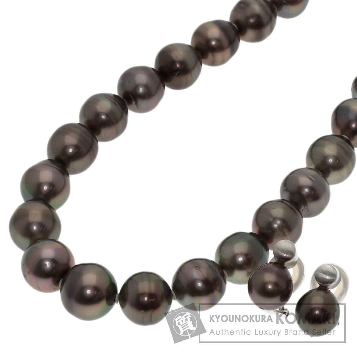 SELECT JEWELRY セレクトジュエリー ヤシマ真珠 黒蝶バロックパール 真珠 ダイヤモンド イヤリングセット ネックレス K14WG レディース [中古]
