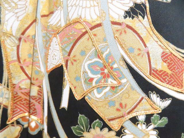 京松黒留袖 金駒刺繍 金彩 五つ紋 比翼仕立て 着物 正絹 美品
