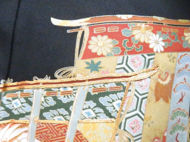 京松黒留袖 金駒刺繍 金彩 五つ紋 比翼仕立て 着物 正絹 美品