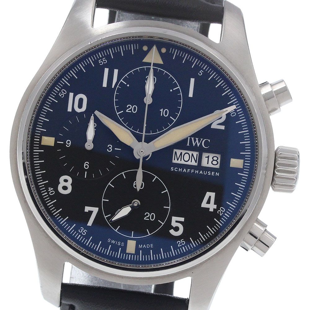 IWC SCHAFFHAUSEN IW387901 パイロットウォッチ スピットファイヤ クロノグラフ デイデイト 自動巻き メンズ 保証書付き_965555